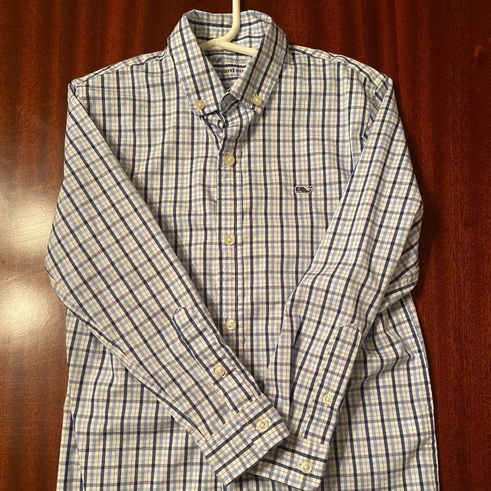 Vineyard Vines Boys' Check On-The-Go Performance Whale Shirt